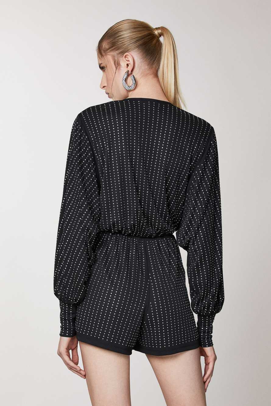 Tuta morbida con strass, Nero, Patrizia Pepe