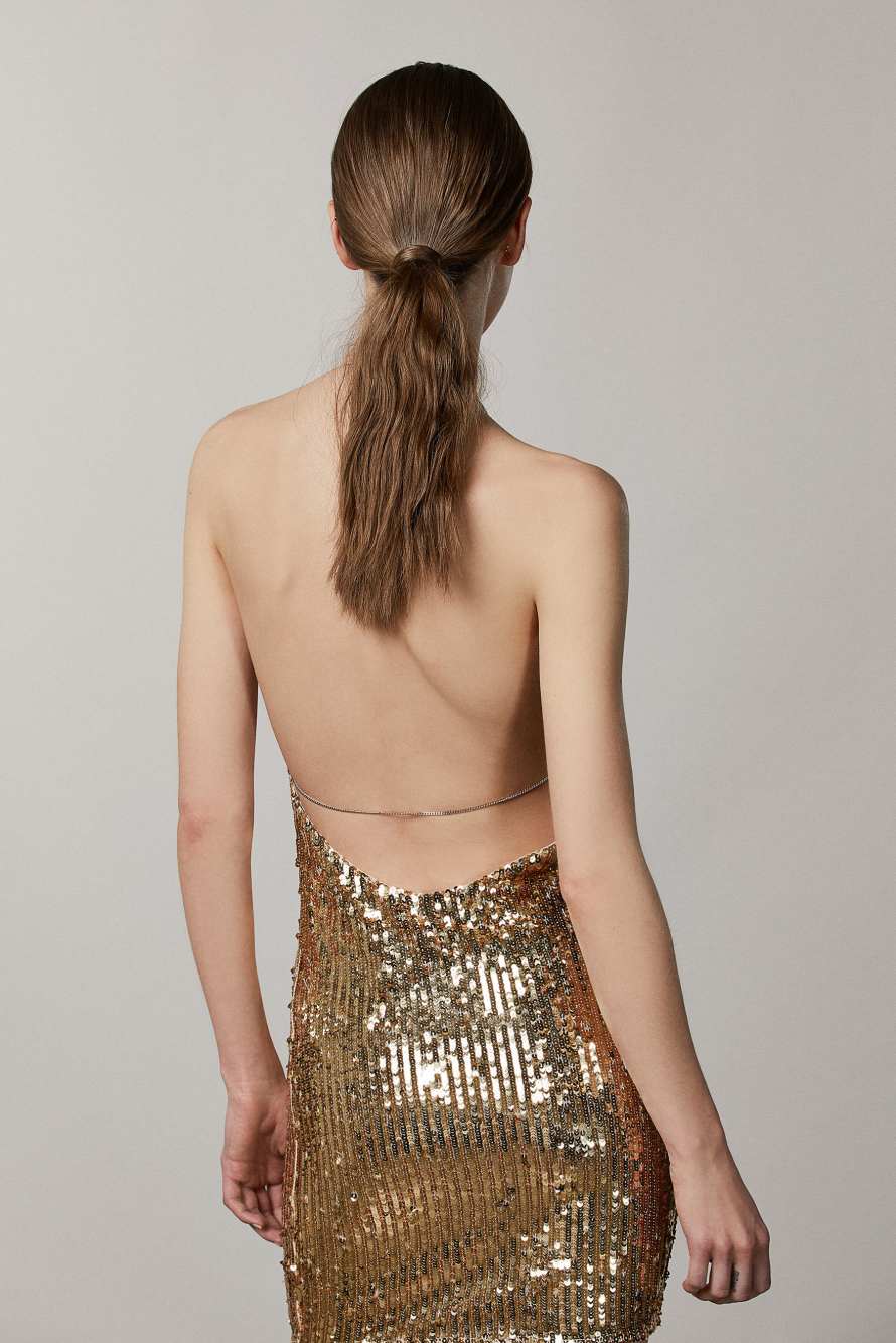 All-over sequin dress, Gold, Patrizia Pepe
