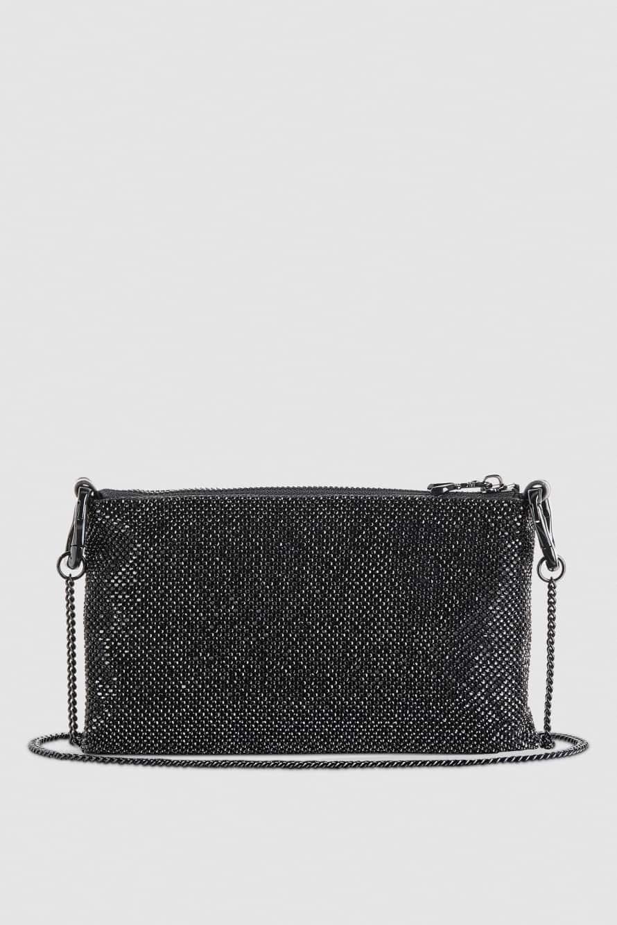 Maxichain rhinestone clutch bag, Black, Patrizia Pepe