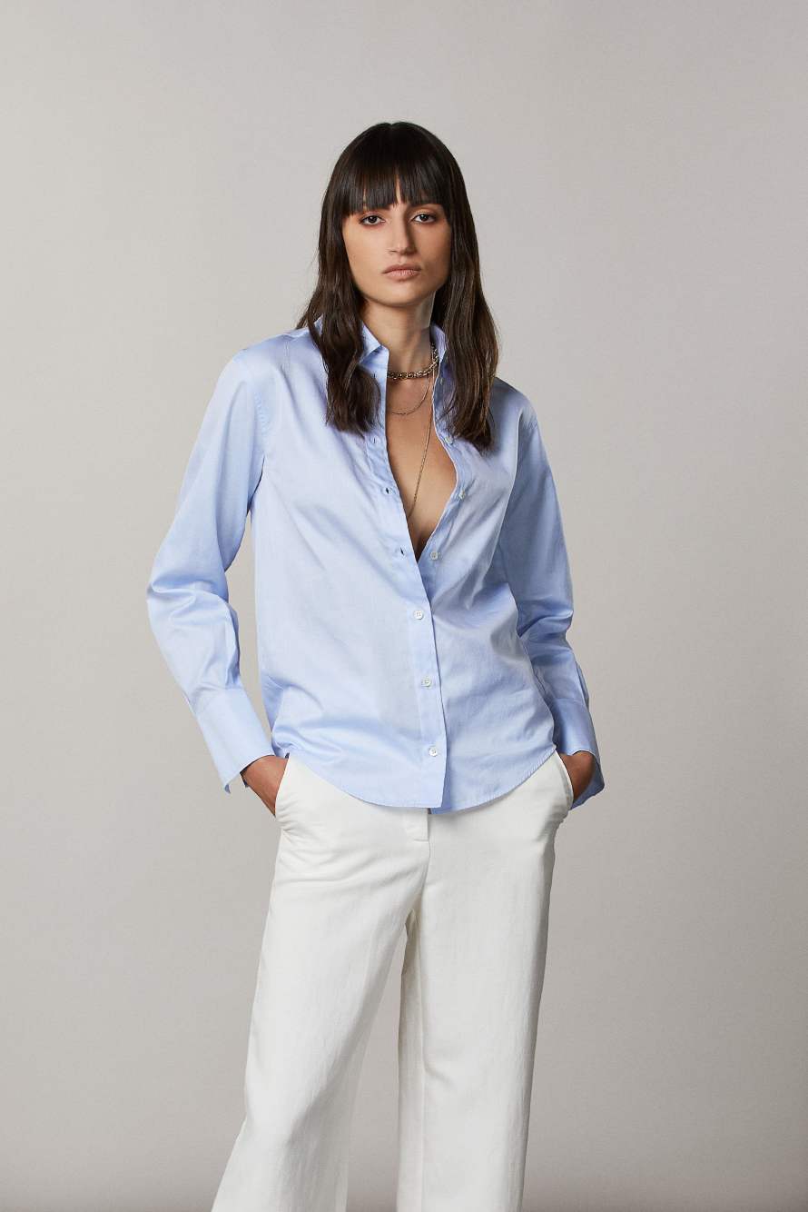 Camicia taglio maschile, Azzurro, Patrizia Pepe