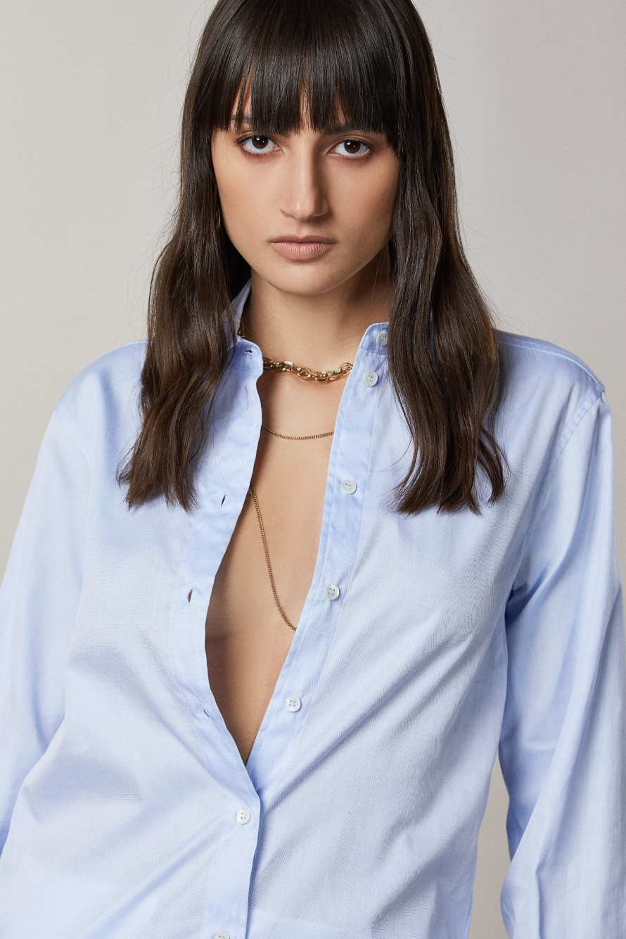 Camicia taglio maschile, Azzurro, Patrizia Pepe