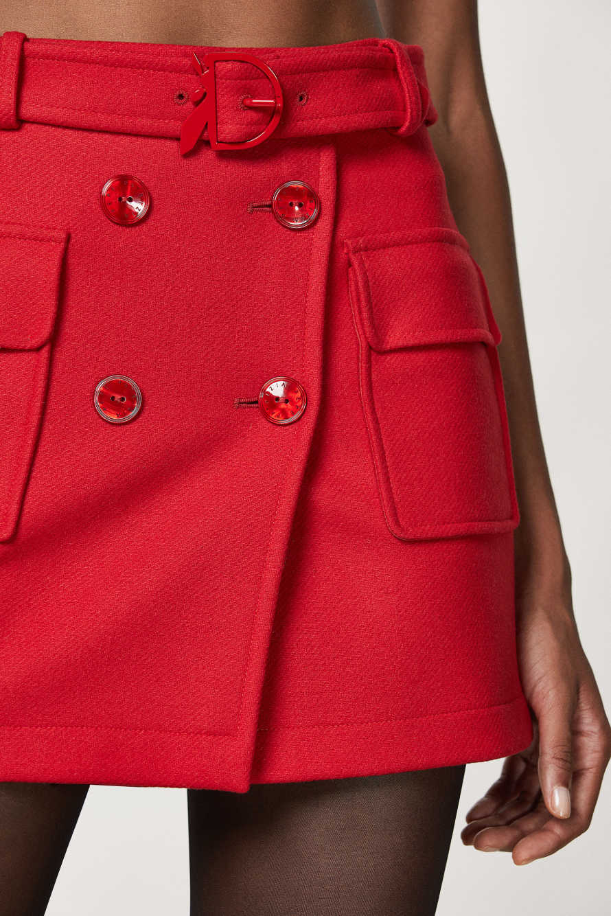 Cargo skirt with belt, Red, Patrizia Pepe