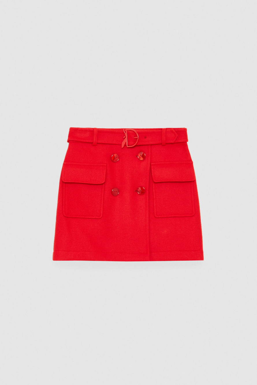 Cargo skirt with belt, Red, Patrizia Pepe
