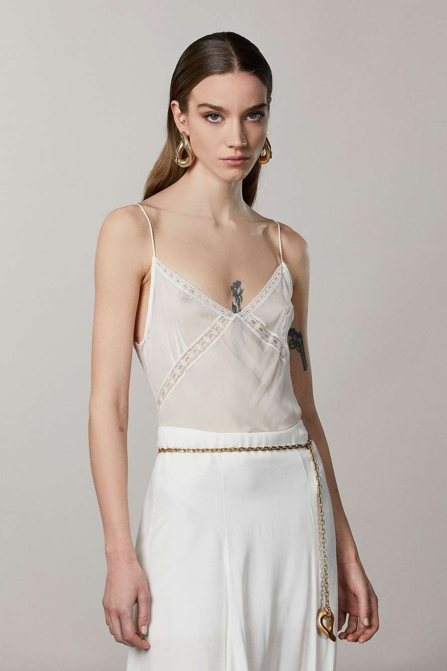 Топ в бельевом стиле, Белый, Patrizia Pepe