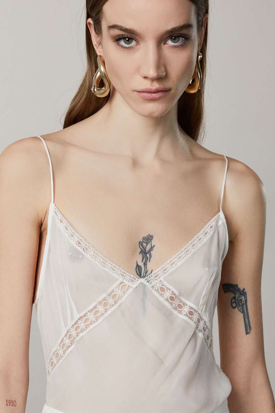 Топ в бельевом стиле, Белый, Patrizia Pepe