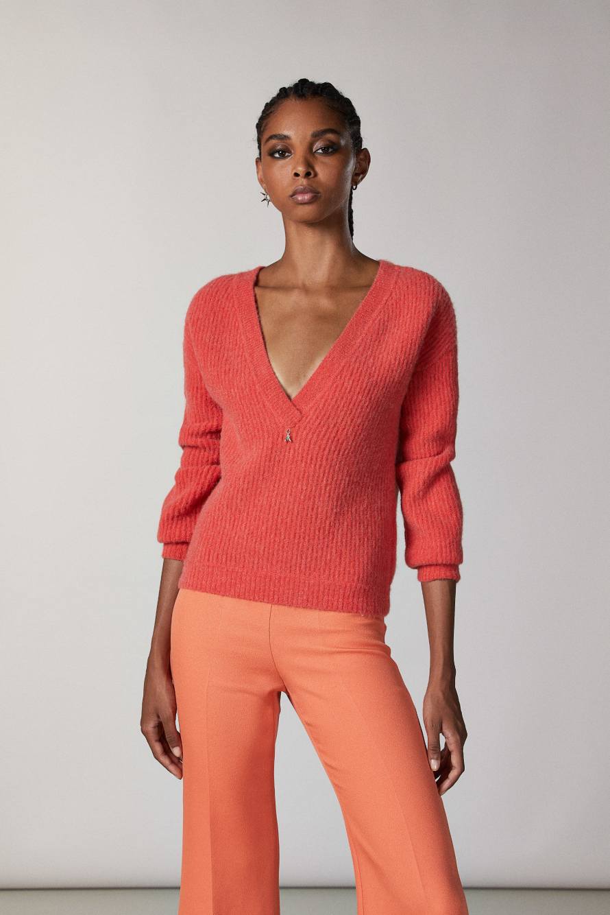 Maglia con scollo dietro, Arancione, Patrizia Pepe