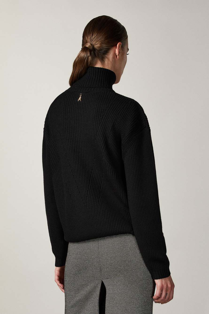 Maglia con collo alto, Nero, Patrizia Pepe