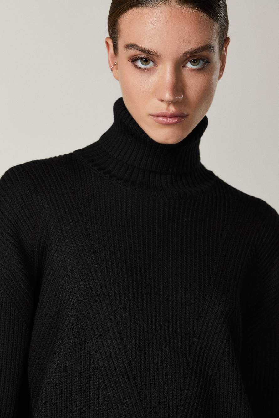 Maglia con collo alto, Nero, Patrizia Pepe