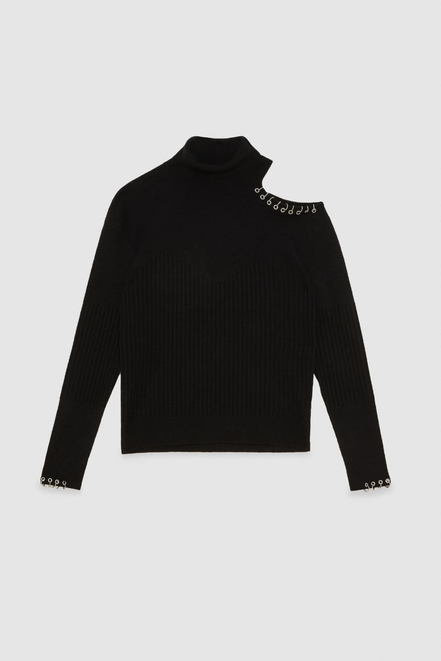 Piercing cut-out sweater, Black, Patrizia Pepe