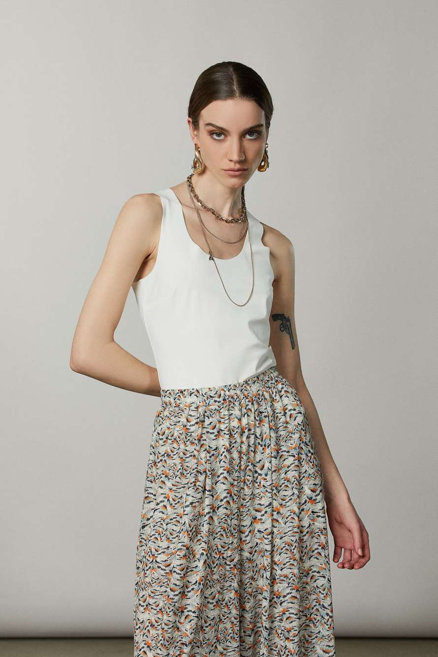 ESSENTIAL plunge top, White, Patrizia Pepe