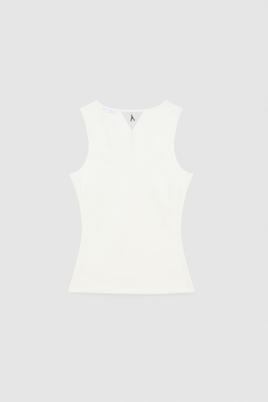 ESSENTIAL plunge top, White, Patrizia Pepe