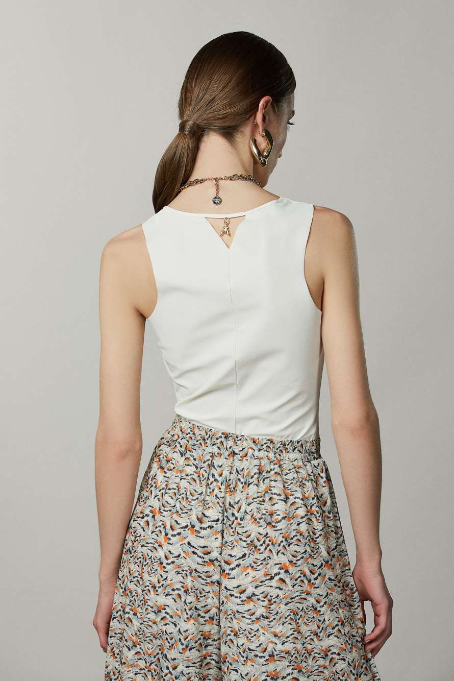 ESSENTIAL plunge top, White, Patrizia Pepe