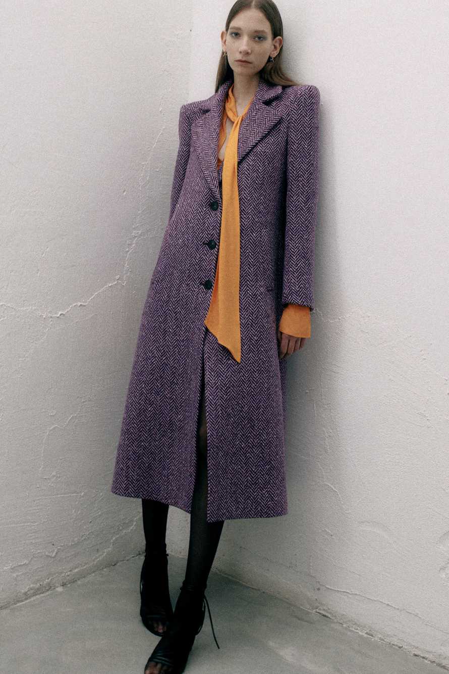 Long cloth coat | Purple | Patrizia Pepe