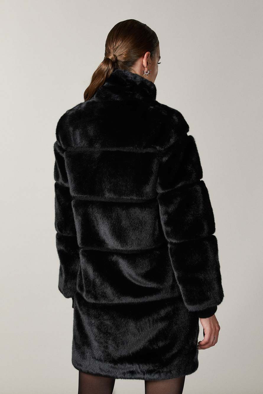 Long synthetic fabric jacket, Black, Patrizia Pepe