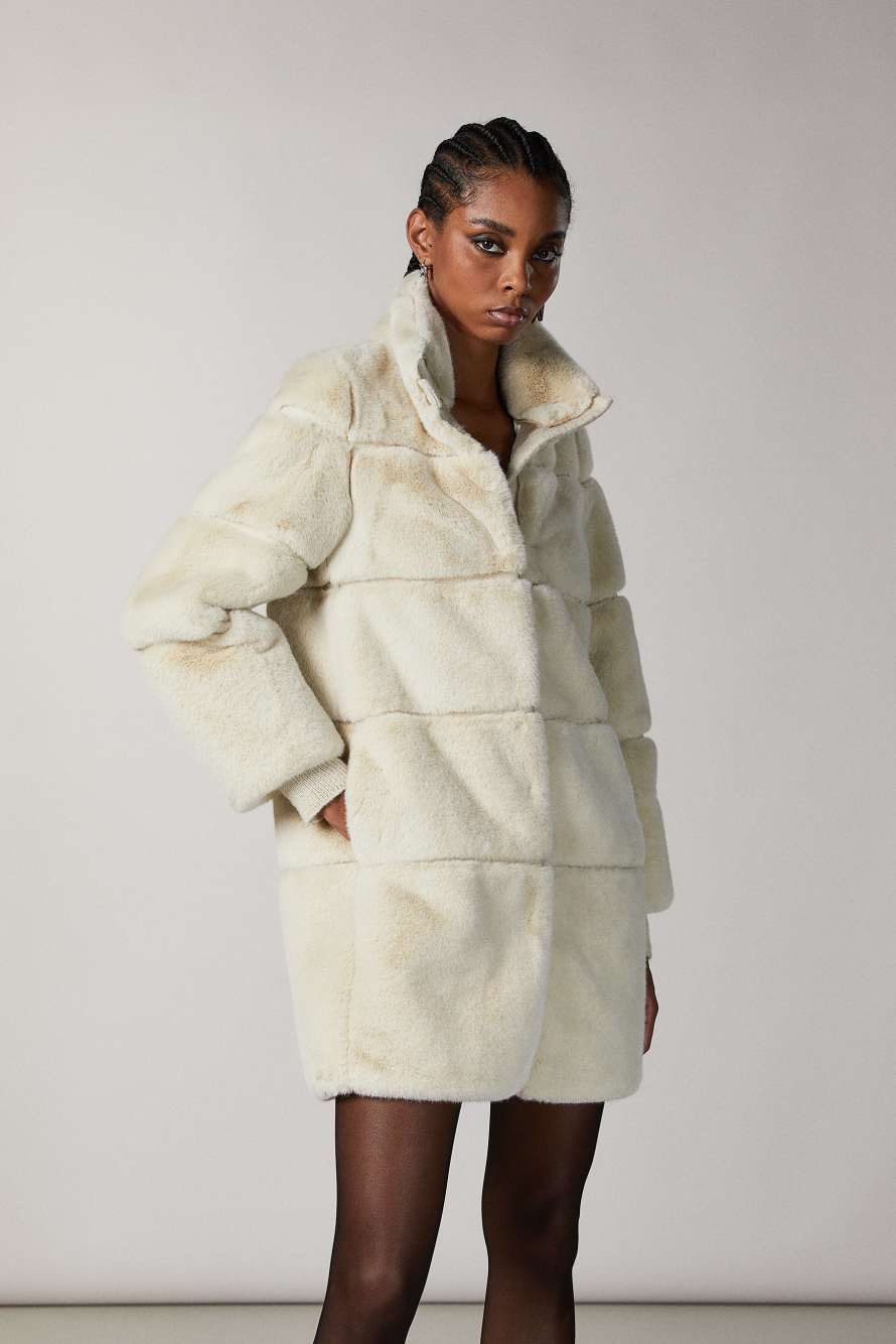 Beige Long synthetic fabric jacket | Patrizia Pepe
