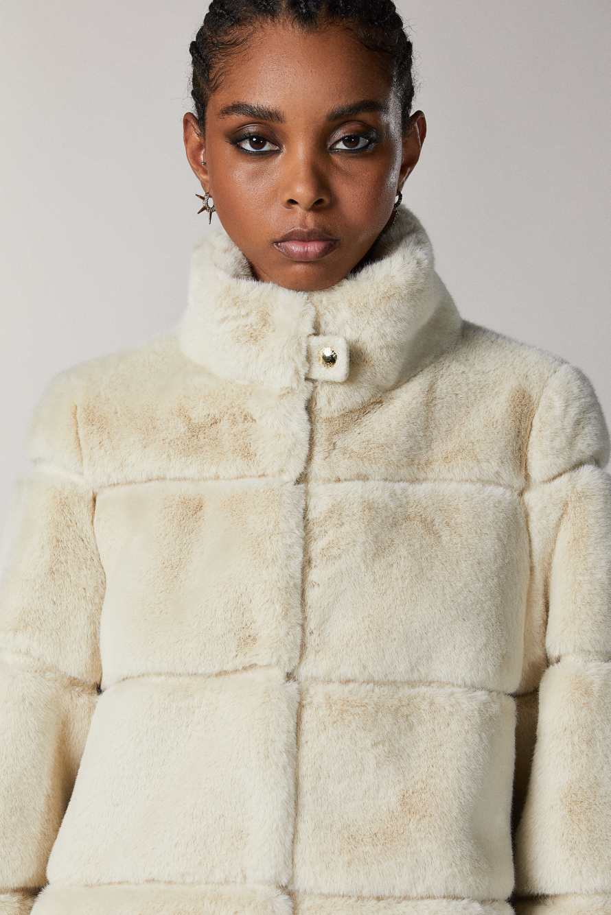 Long synthetic fabric jacket, Beige, Patrizia Pepe