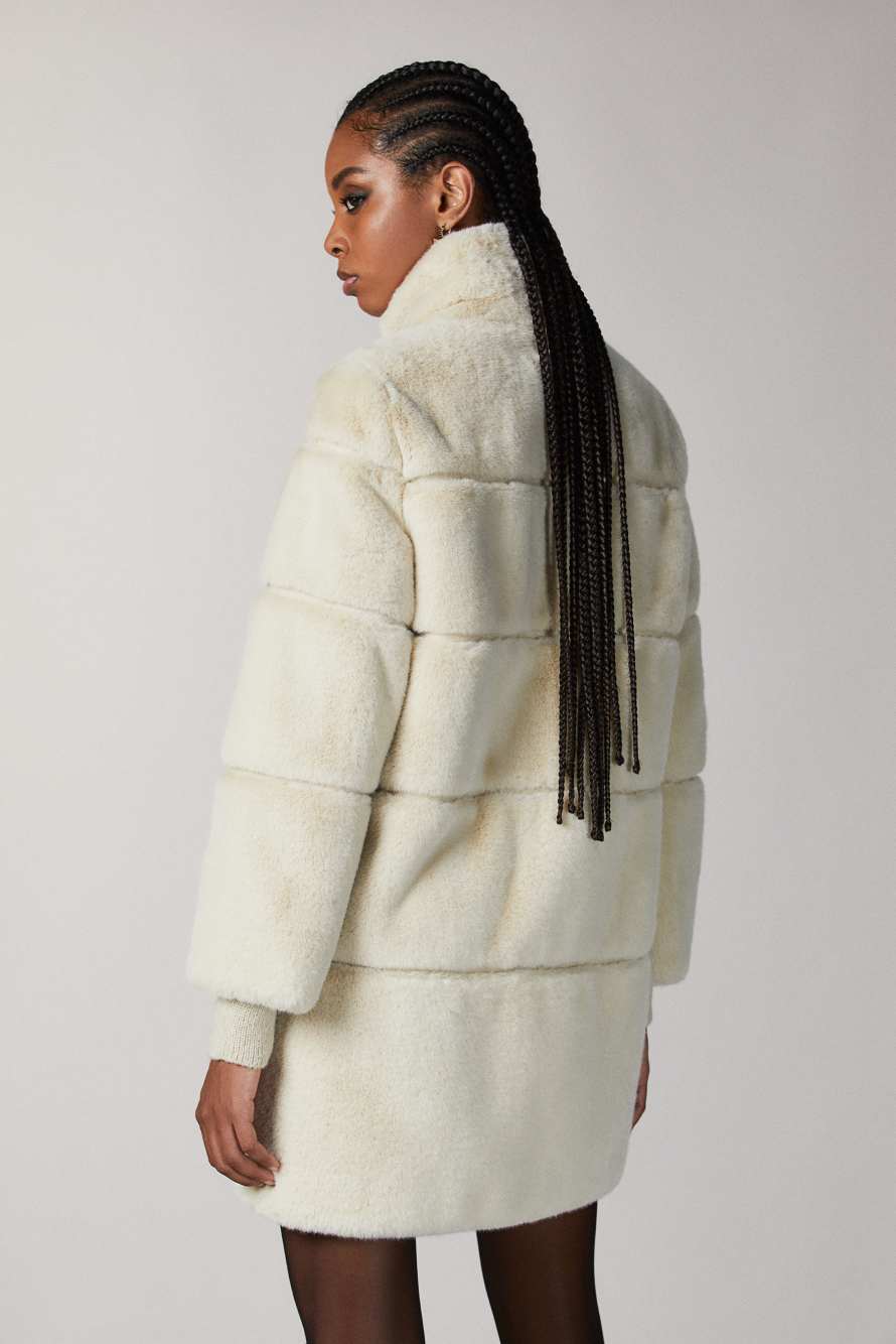 Long synthetic fabric jacket, Beige, Patrizia Pepe