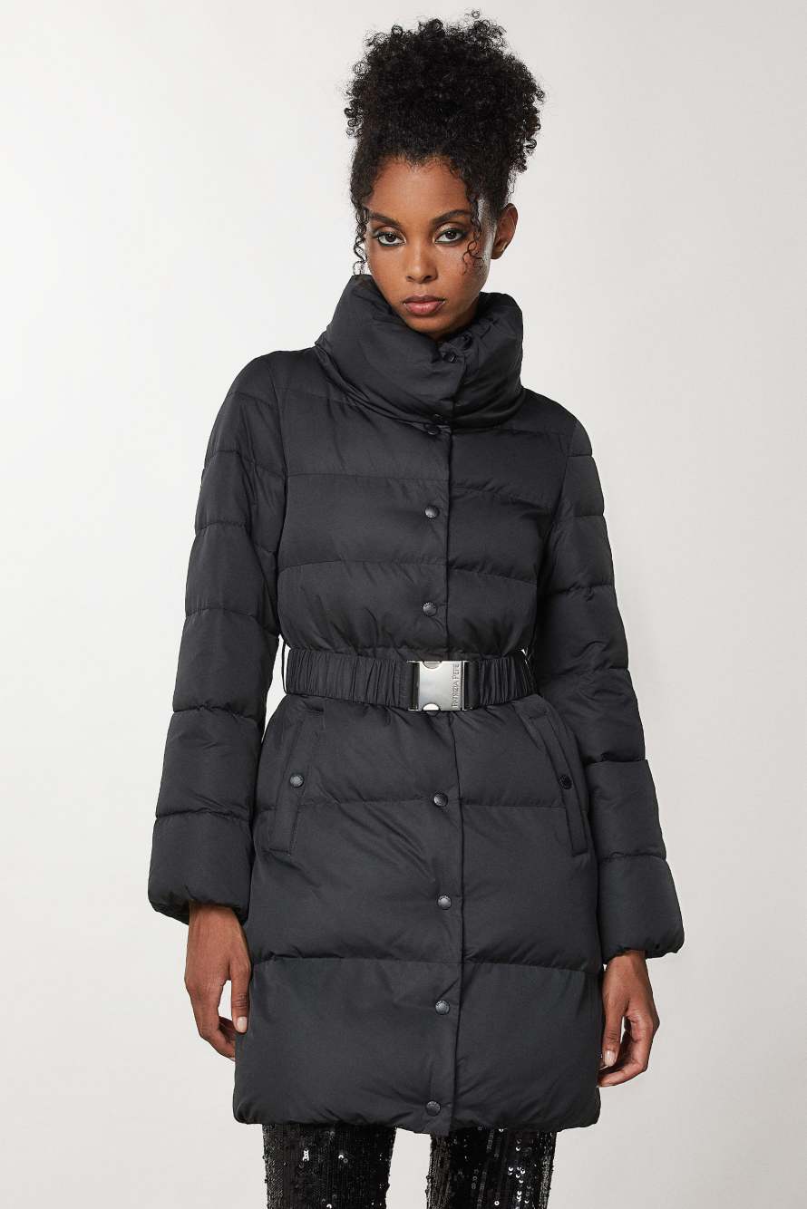 Down jacket with belt, Black, Patrizia Pepe