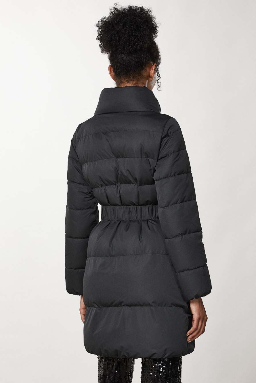 Down jacket with belt, Black, Patrizia Pepe