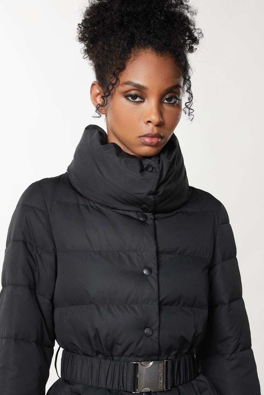 Down jacket with belt, Black, Patrizia Pepe