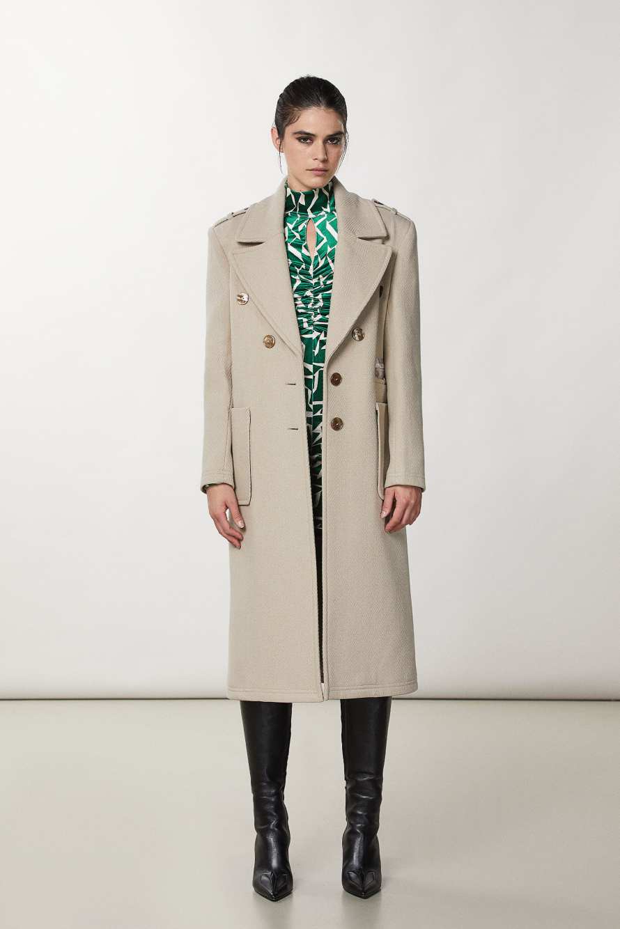 Masculine cut coat, Beige, Patrizia Pepe