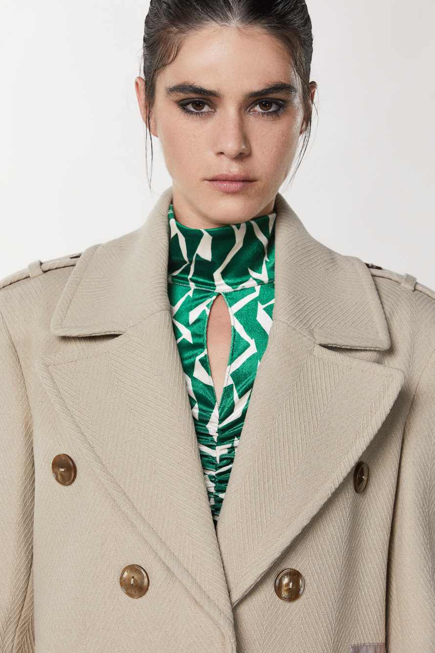 Masculine cut coat, Beige, Patrizia Pepe