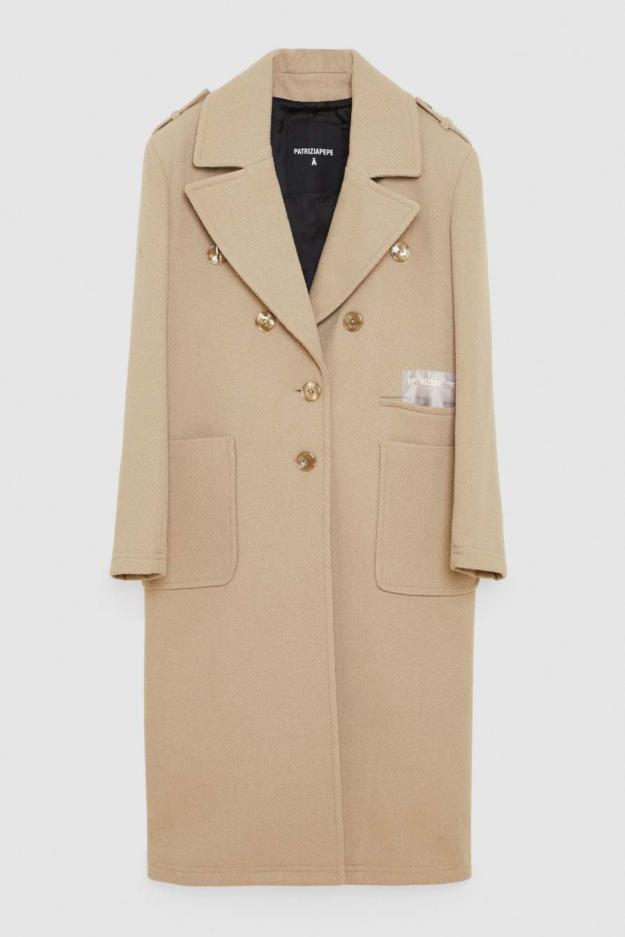 Masculine cut coat, Beige, Patrizia Pepe