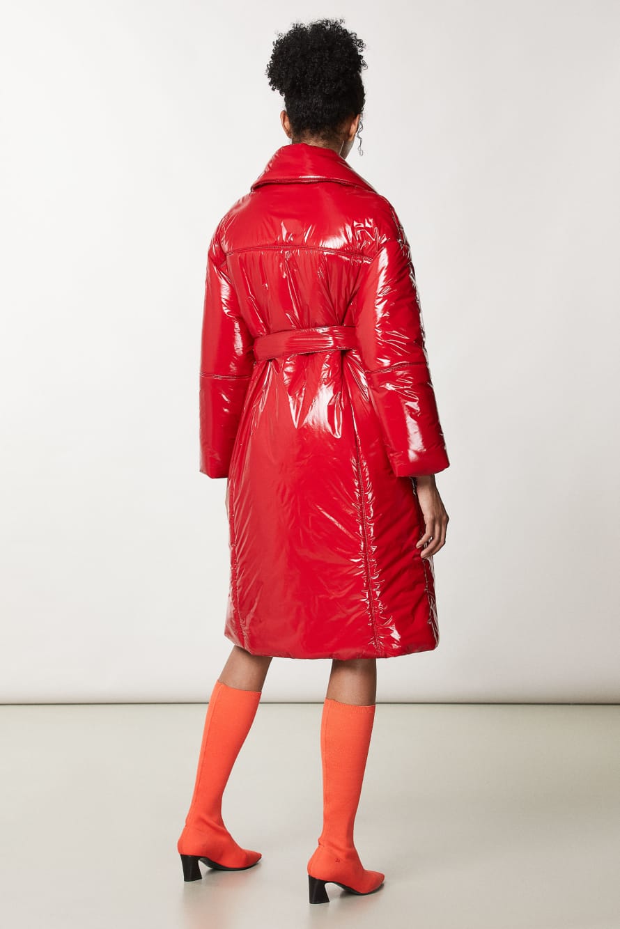 Cappotto doppio petto con cintura, Rosso, Patrizia Pepe