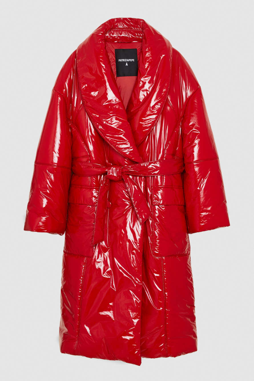 Cappotto doppio petto con cintura, Rosso, Patrizia Pepe