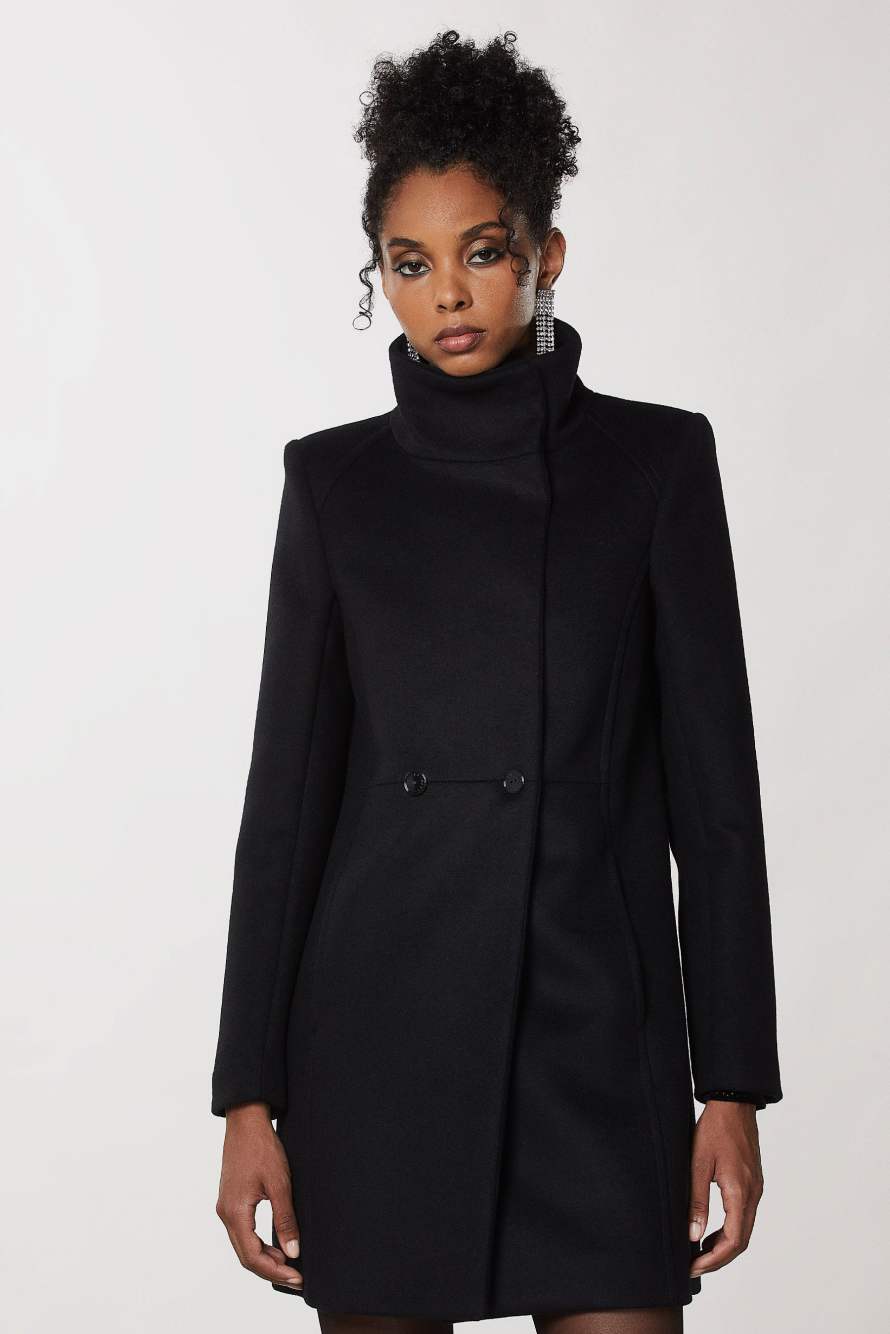 Essential high neck coat, Black, Patrizia Pepe