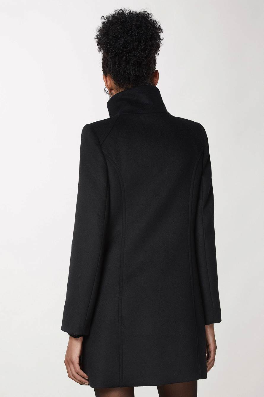 Essential high neck coat, Black, Patrizia Pepe