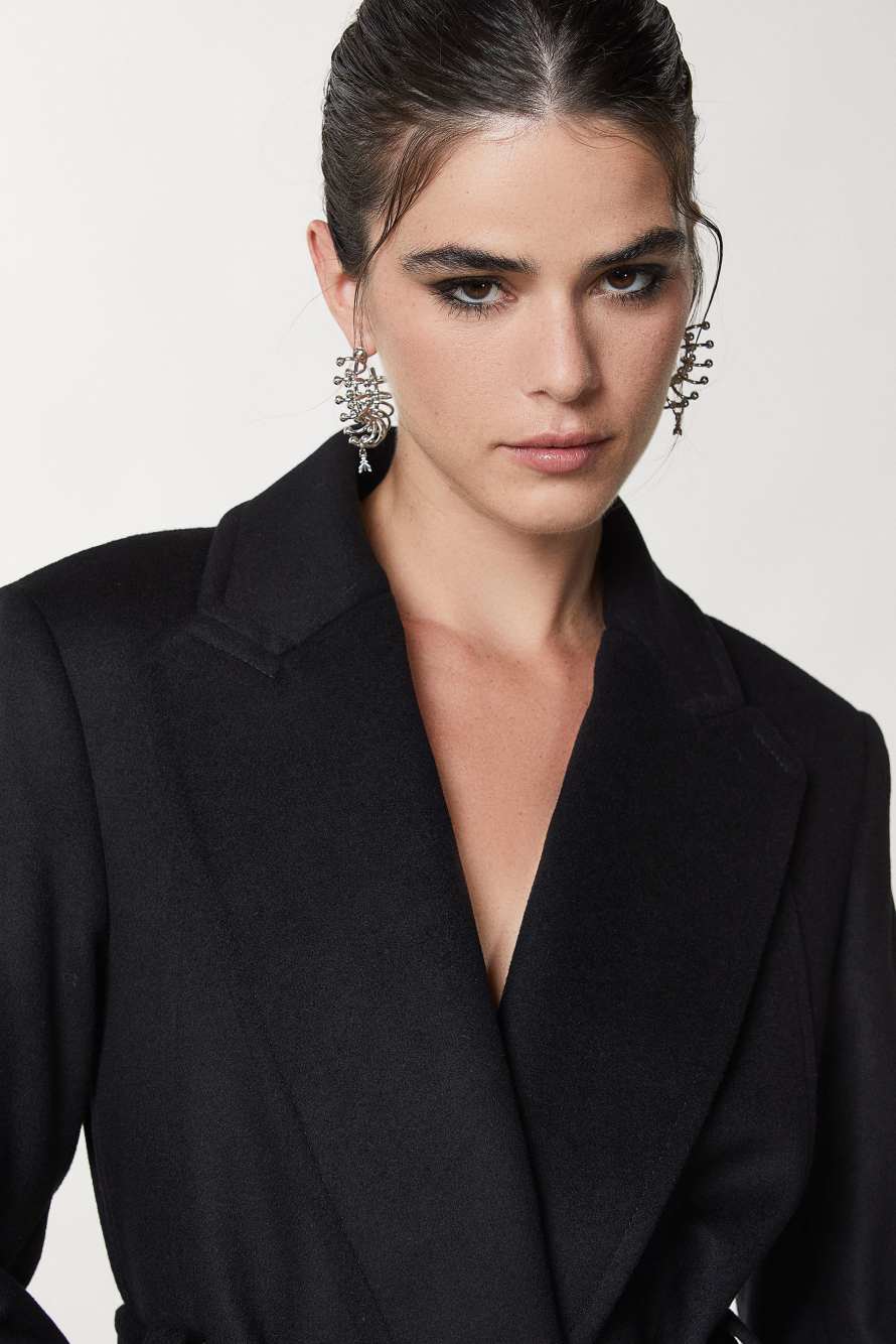 Cappotto con cintura ESSENTIAL, Nero, Patrizia Pepe