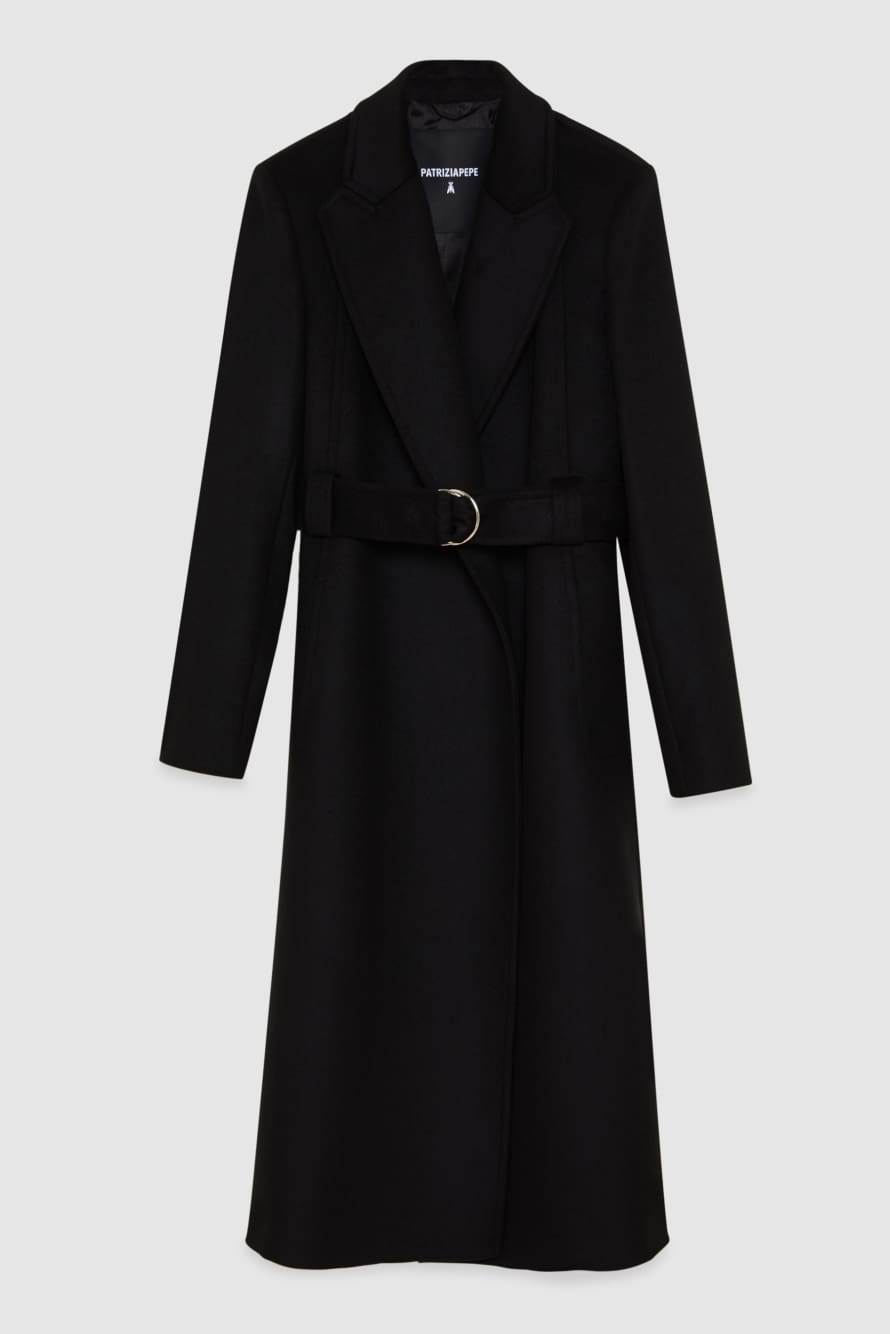 Cappotto con cintura ESSENTIAL, Nero, Patrizia Pepe