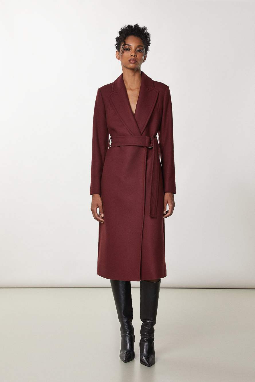 Essential Mantel mit G&uuml;rtel, Violett, Patrizia Pepe