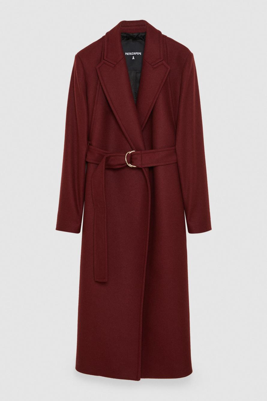 Essential Mantel mit G&uuml;rtel, Violett, Patrizia Pepe