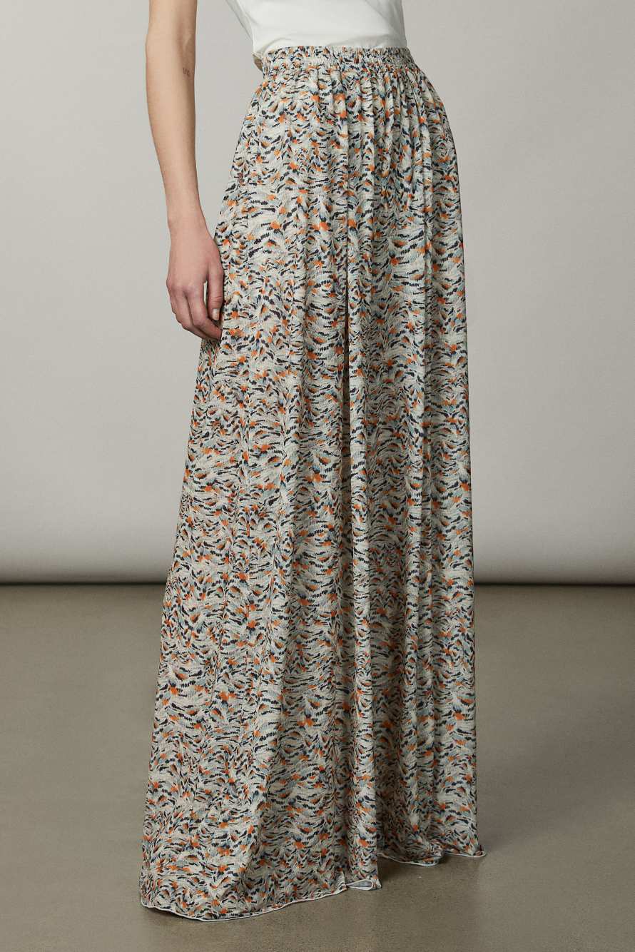 Print-adorned stretch tulle pants, Abstract Fantasy, Patrizia Pepe