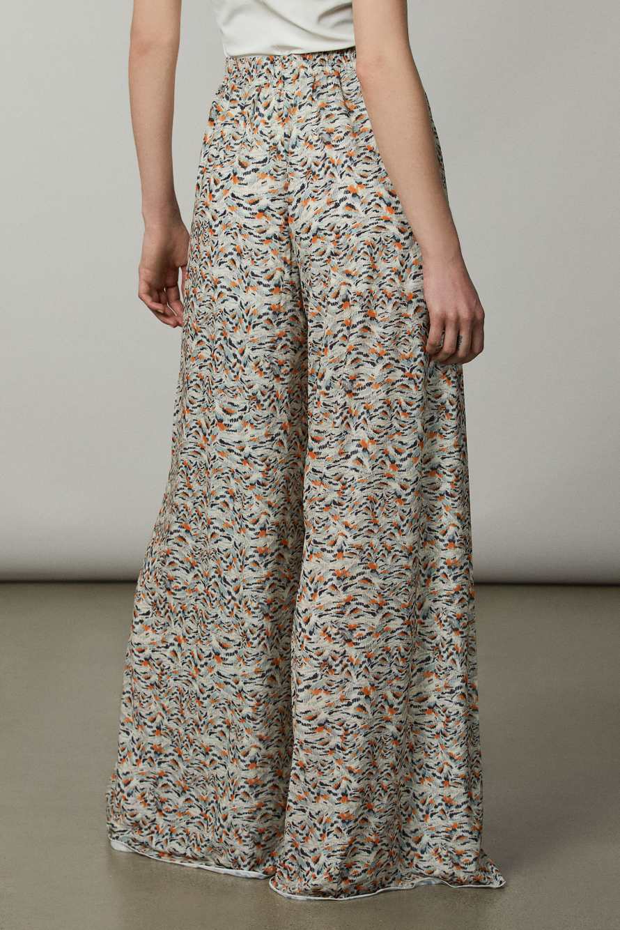 Print-adorned stretch tulle pants, Abstract Fantasy, Patrizia Pepe