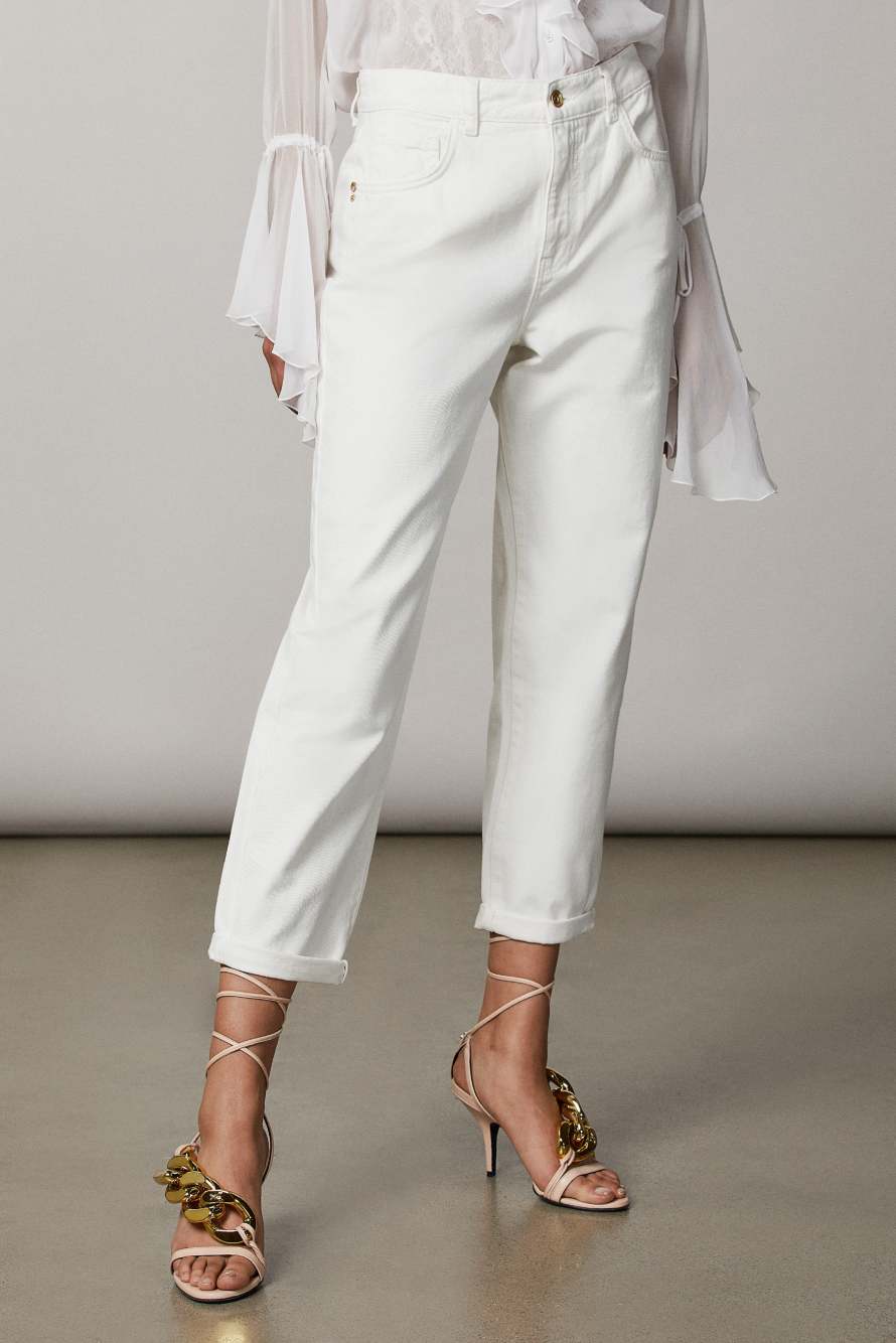 Balloon ankle grazer pants, White, Patrizia Pepe