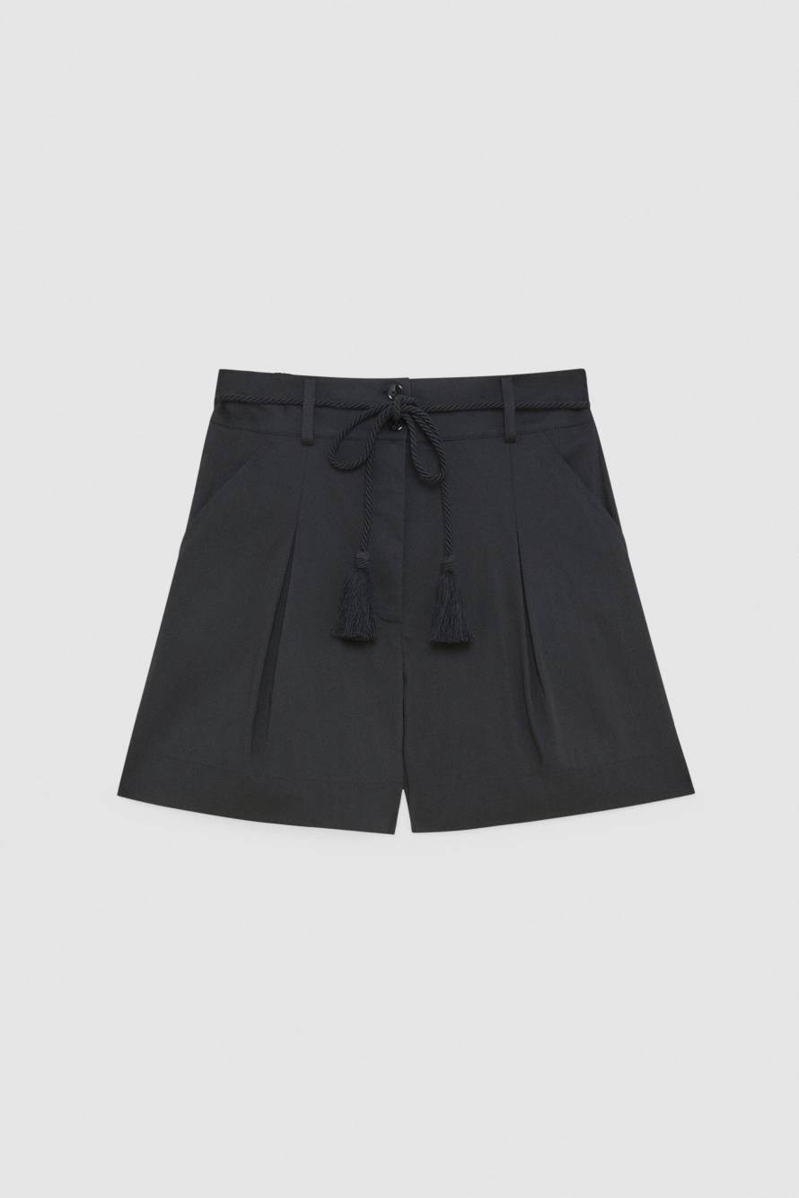 Shorts ESSENTIAL in cotone stretch, Nero, Patrizia Pepe