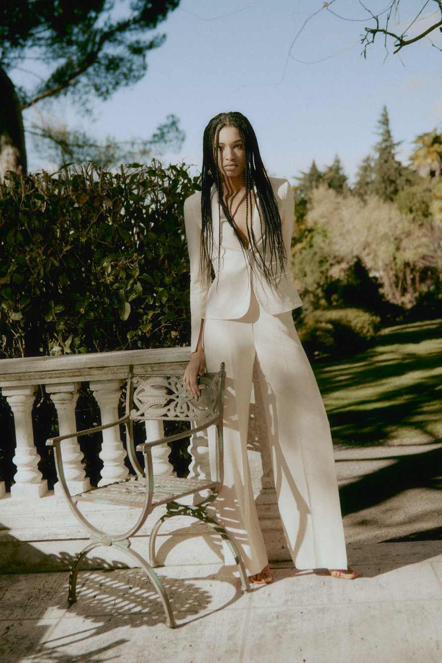 Side slit pants, Beige, Patrizia Pepe