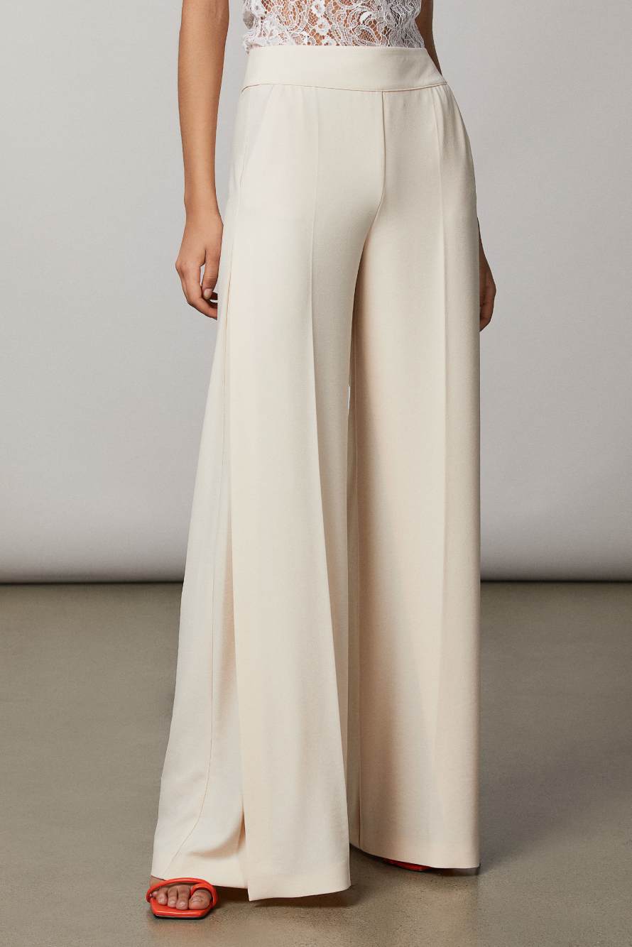 Side slit pants, Beige, Patrizia Pepe