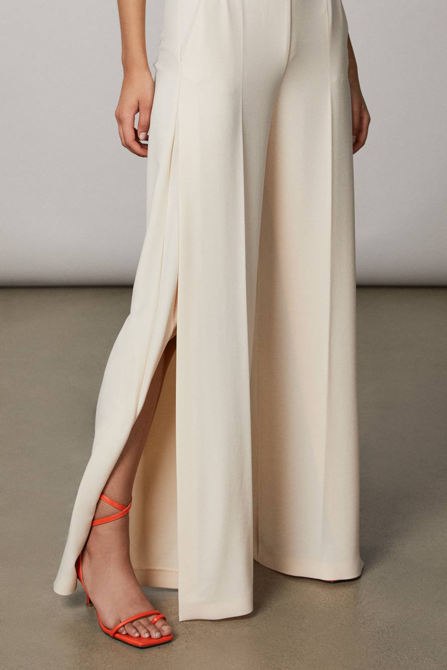 Side slit pants, Beige, Patrizia Pepe