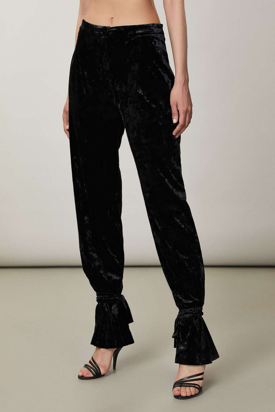 Extra-long velvet pants, Black, Patrizia Pepe