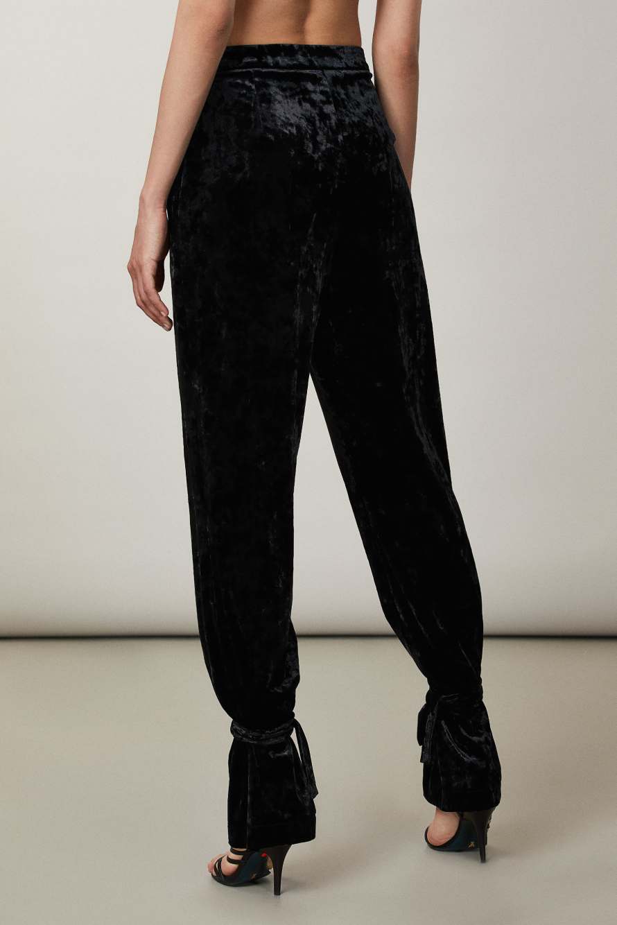 Extra-long velvet pants, Black, Patrizia Pepe