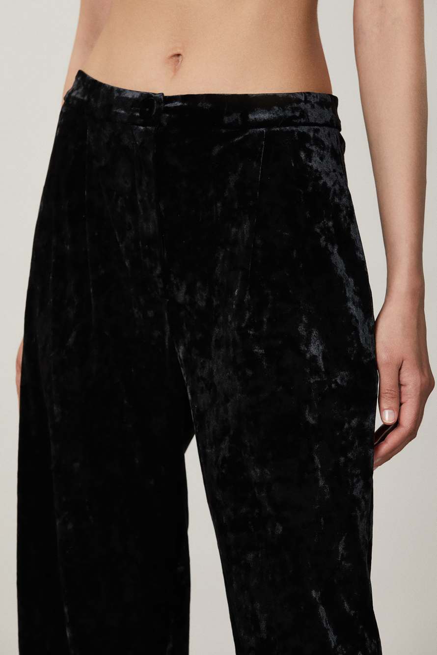 Extra-long velvet pants, Black, Patrizia Pepe