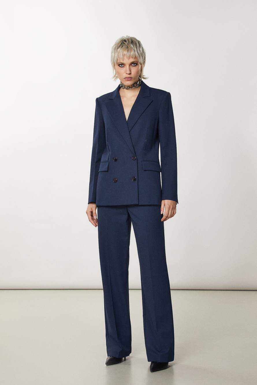 Essential palazzo-fit pants, Blue, Patrizia Pepe