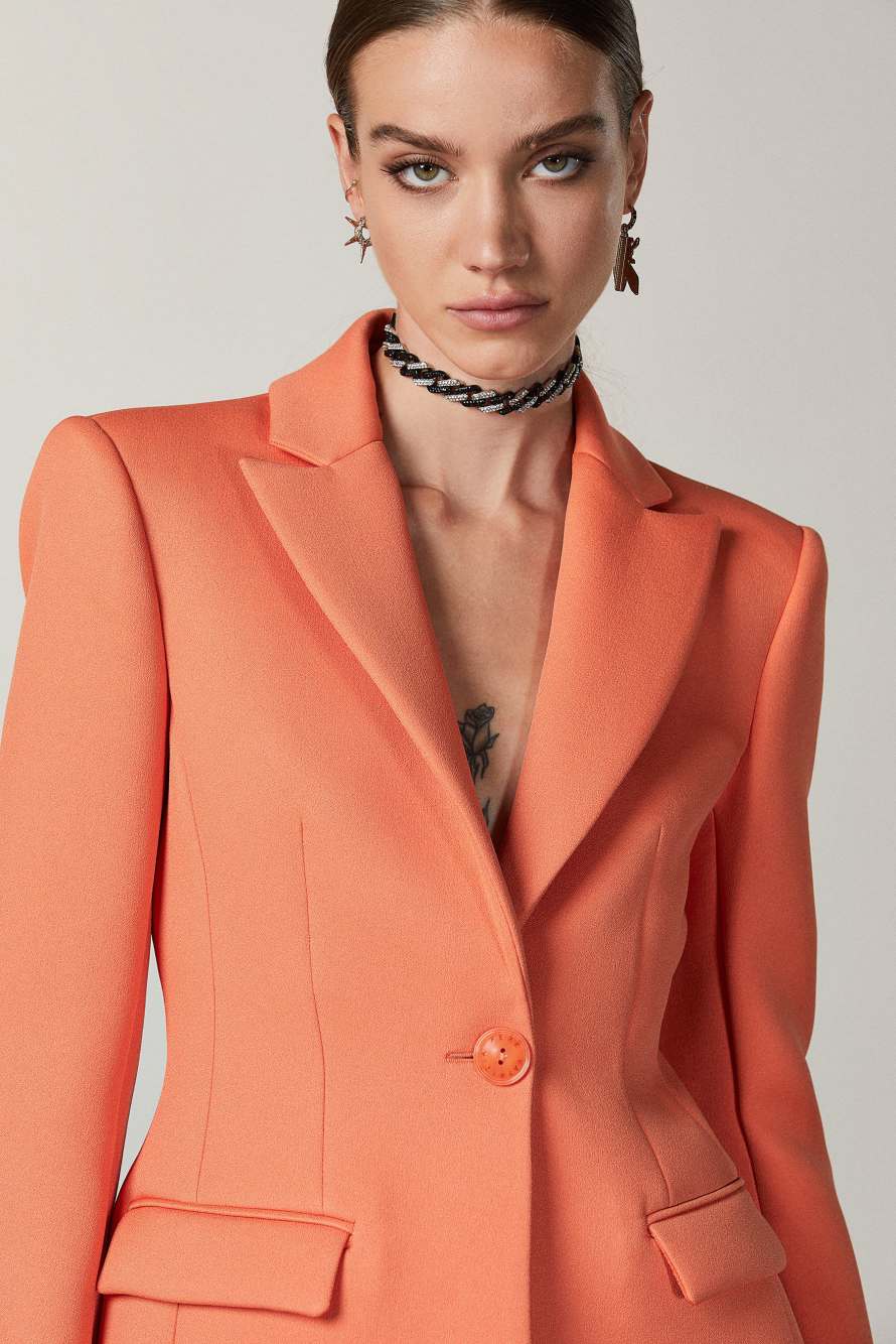 Slim structured jacket, Orange, Patrizia Pepe