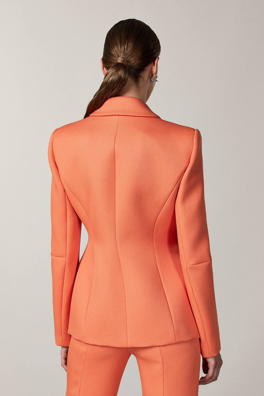 Slim structured jacket, Orange, Patrizia Pepe