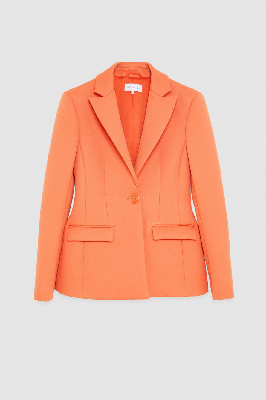 Slim structured jacket, Orange, Patrizia Pepe
