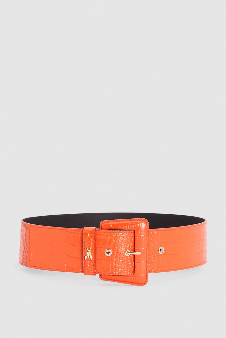 Tailleng&uuml;rtel aus Leder, Orange, Patrizia Pepe